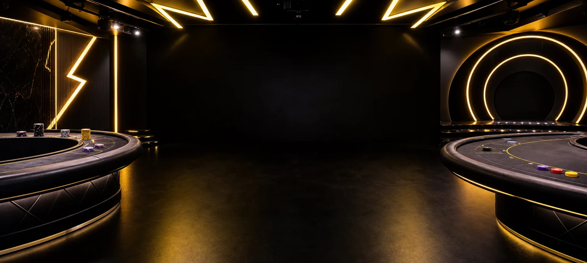 Black and electric yellow live casino studio